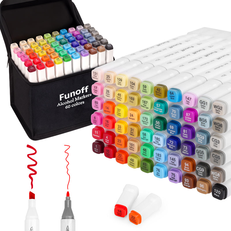 Funoff 60 Colors Dual Tips Alcohol Markers