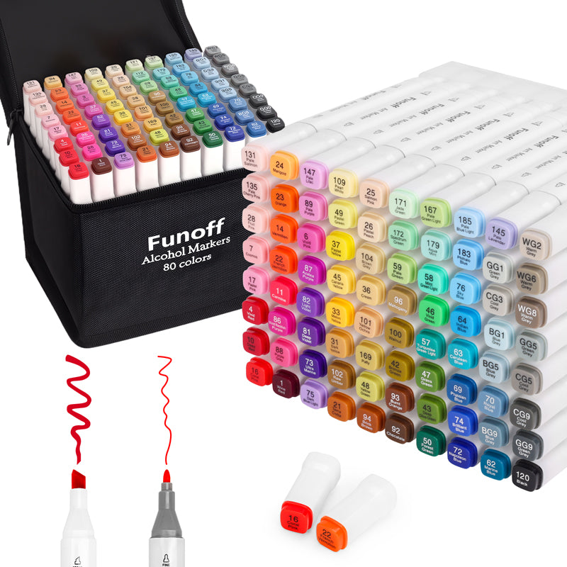 Funoff 80 Colors Dual Tips Alcohol Markers
