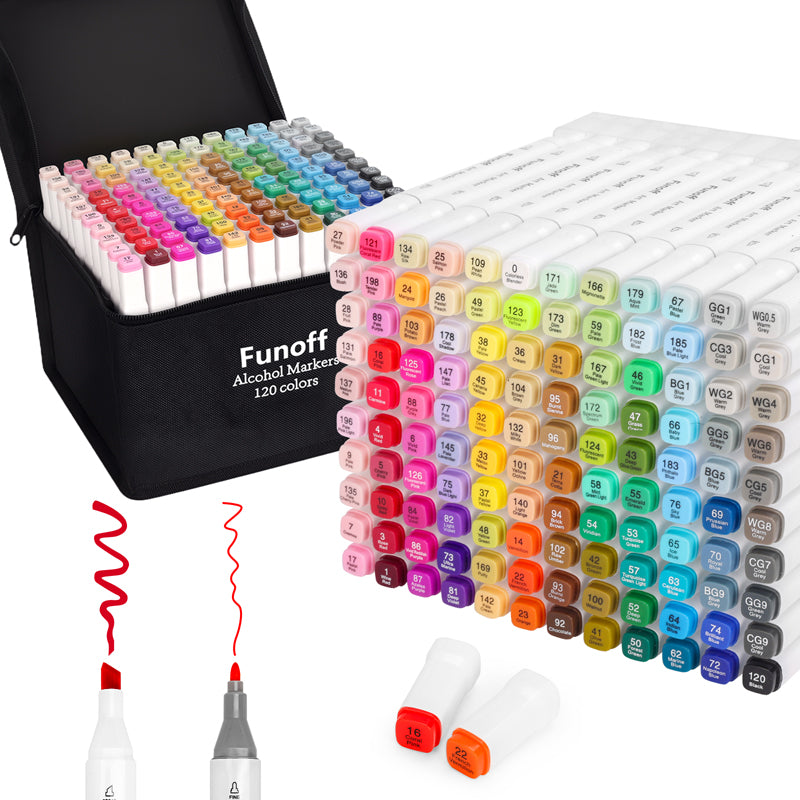 Funoff 120 Colors Dual Tips Alcohol Markers