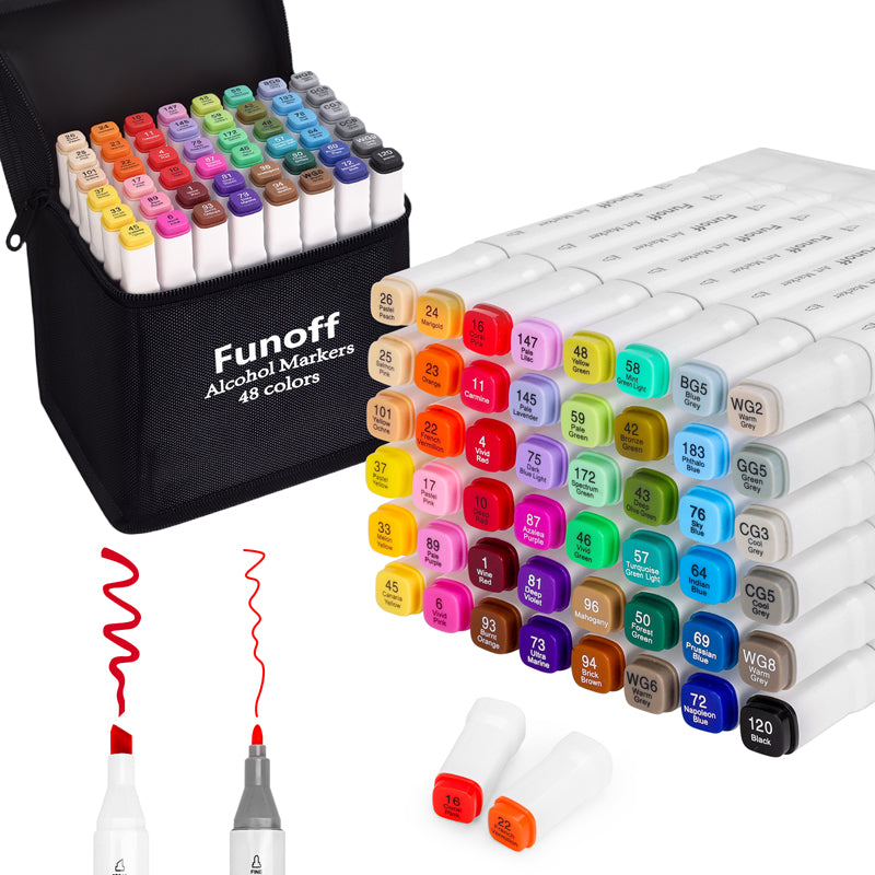 Funoff 48 Colors Dual Tips Alcohol Markers