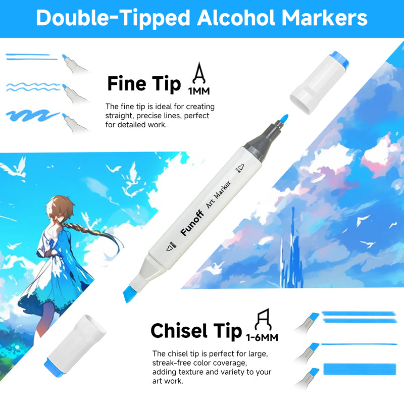Funoff 100 Colors Dual Tips Alcohol Markers