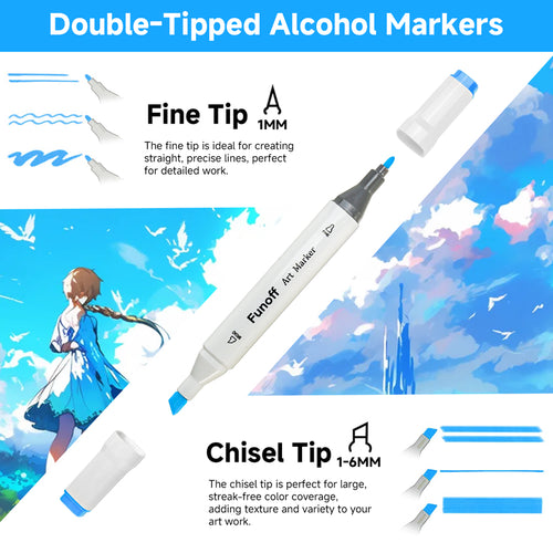Funoff 100 Colors Dual Tips Alcohol Markers
